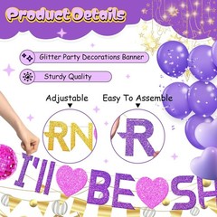 Music Party Banner Birthday Decorations Glitter Girls Celebration Supplies