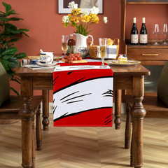 Red and White Striped Table Runner Hat Twins Baby Shower Cartoon Birthday Party