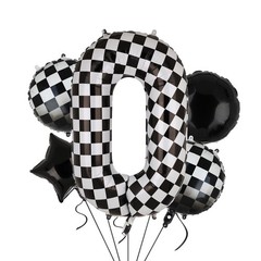 40 Inch Checkered Number Balloon 0 Black and White Race Car Birthday Balloons…