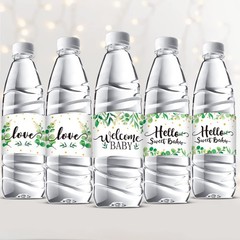 39 Pcs Baby Shower Water Bottle Labels Greenery Plant Baby Shower Bottle Stic…