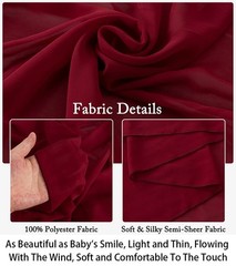 Burgundy Chiffon Curtains 2 Panels 2.4×10 FT Chiffon Backdrop Curtain Drapes …