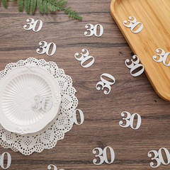 30Th Happy Birthday Confetti Decorations – Number 30 Silver Glitter Table Confet