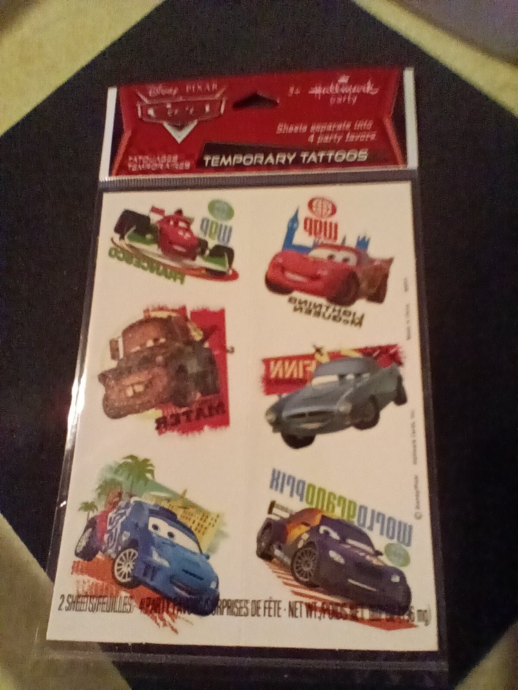 Disney Pixar CARS 2. Temporary tattoo party favors .