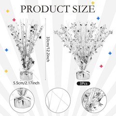 3 PCS Silver Metallic Foil Spray Star Burst Centerpieces Table Decor Grad