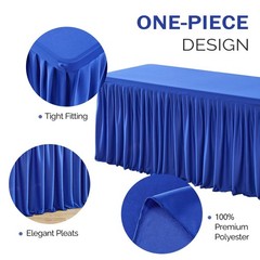 Party Talk Royal Blue Polyester Table Clothes for 8 Foot Rectangle Tables, Wrink