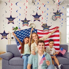 250Th Anniversary USA Hanging Swirls Decorations 18 Pcs Red White Blue 250 Years