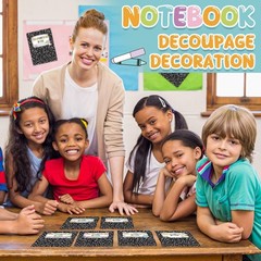72 Pcs Composition Notebook Classroom Decor Cute Composition Cutouts 10×6 Bac…