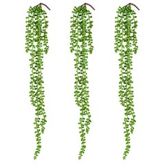 HARSOML 3PCS Artificial Succulents Hanging 27.5 x 5 x 5 inches, Green