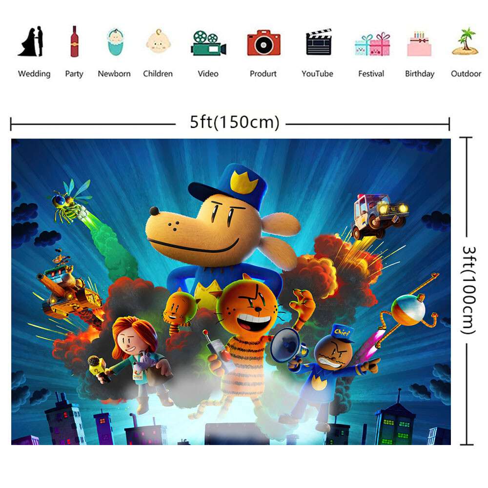 Dog Man Party Supplies Backdrop Banner Poster Party Supplies Birthday Gift Kids