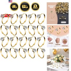 36 Packs Diamond Engagement Rings Bridal Shower Rings for Wedding Table Decor…