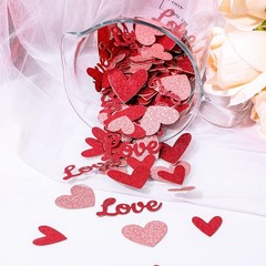 100 PCS Red Glitter Love Heart Table Paper Confetti Valentine’s Day Wedding