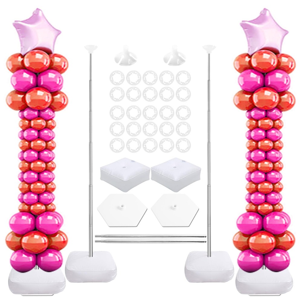 Balloon Column Stand Kit Set of 2, 7 Feet Height Adjustable Balloon Tower Pil…