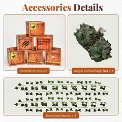 6 Pcs Dinosaur Table Centerpieces with Artificial Greenery and Net, 10-Inch S…