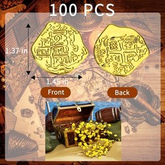 100 PCS Pirate Gold Coins Plastic Play Treasure Coins Pirate Treasure Fake Kids