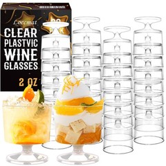 2 oz Mini Dessert Cups, 80 Pack Clear Plastic Wine Glasses, Disposable Desser…