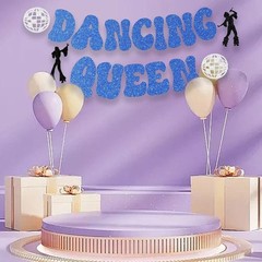 Glitter Dancing Queen Party Decorations, Blue 5.5×4.7in, 4.5in,