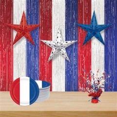 Red White and Blue Gleam N Curtain 8′ x 3′ Patriotic Supplies Decorations