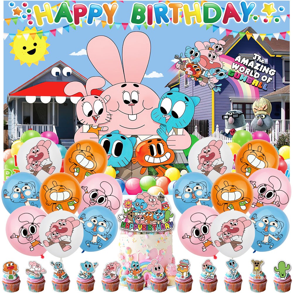 Gumball Party Supplies Set Balloons Cake Toppers Banner Birthday Decor