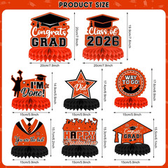 8 Pieces Class of 2026 Graduation Table Decorations – 2026 Congrats Grad Honeyco