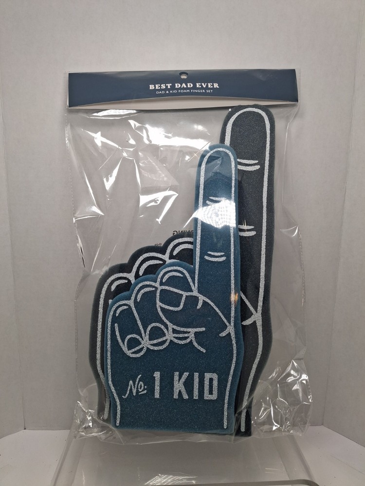 Paper Riot Best Dad Ever Foam Finger Set Navy Blue Dad & Kid No 1 Gift NEW