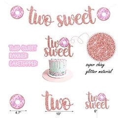 «Sweet Donut Birthday Party Decorations – 2nd Birthday Girl Banner, Cake Topper