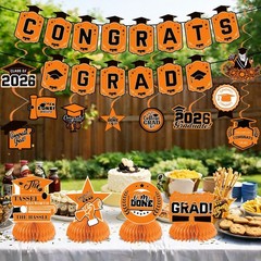 2026 Graduation Decorations Set – Congrats Grad Banner, Balloons & Centerpieces