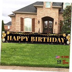 Black Gold Birthday Banner for Happy 1st to 100th – Boys, Girls, Men & birthday