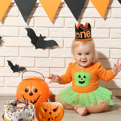Halloween First Birthday Crown Decorations – Photo Booth Props for Kids