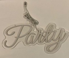 LED Neon ‘Let’s Party’ White Script Hanging Party Decoration Plastic