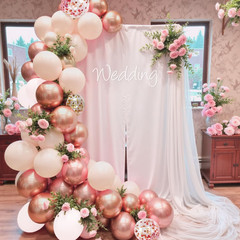 147PCS Rose Gold Balloon Garland Arch Kit, Pearl Rose Gold Metallic White Nude B