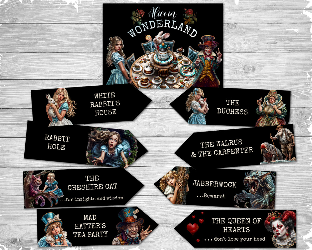 Alice in Wonderland & Through the Looking Glass Arrows & Sign Party Decorations