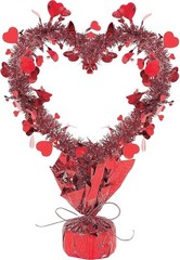 Valentine Red Tinsel Heart Centerpiece | Party Decoration