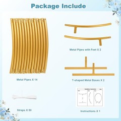 Fikowo Round Arch Backdrop Stand Kit – 7.2ft Large Golden Metal Circle Balloon A