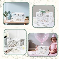 PVC Hollow Wedding Envelope Box with Lock and Card Sign, Secure Money Box
