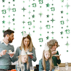 Sage Green 13Th Birthday Decorations Number 13 Circle Dot Twinkle Star Garland M