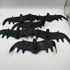 Halloween Hanging Bats Spooky Black Rubber Decor Party Lot Of 6