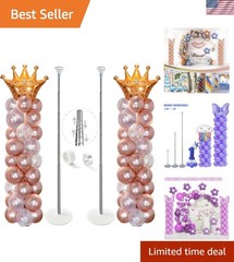 Balloon Column Stand Kit Set of 2, 7ft Height Adjustable Balloon Arch Kit, Me…