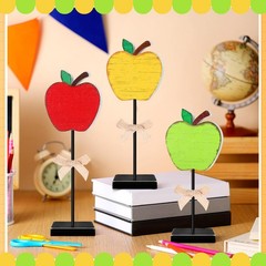 3 Pcs Back to Wooden Decor Apple Tiered Tray Decor Apple Tall Standing Welcom…