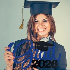 Blue Graduation Party Decorations Grad 2026 Wooden Sign Graduation Photo Booth..