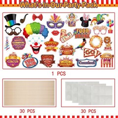 Carnival Photo Booth Props 30PCS Carnival Decorations Circus Theme Party Deco