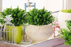 RECUTMS 8 Bundles Artificial Bushes Greenery Plants Stems Faux 8 Pcs, Green