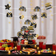 Graduation Decorations 2026 32Pcs Black Gold Graduation Table Decorations Center