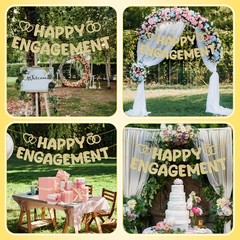 Pre-Strung Engagement Party Decorations,Glitter Happy Engagement Banner,Engaged