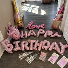 Happy Birthday Decorations Lipstick Balloons Wine Let’s Party Birthday