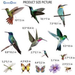 32 Pieces Extra Large Hummingbird Butterfly Window 32 Pieces, Multicolour