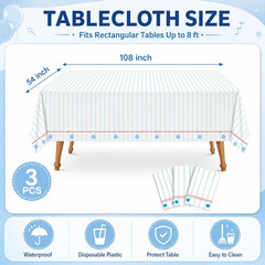 3 Pack Back to School Tablecloth, First Day of School Decorations, Notebook Pape