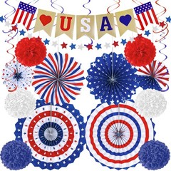 4th of July Decorations – 26 PCS Patriotic USA Banner Star Red Blue White
