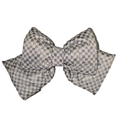 MacKenzie Childs Sterling Check Bow – Size Small 8 x 6.75″, Silver Gray White