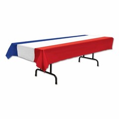 RED WHITE & BLUE TABLECLOTH TABLE COVER PARTY DECORATION FRANCE BRITAIN AMERICAN