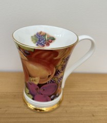 Crown Trent Fruit Mug Cup Gold Trim Fine Bone China Tea Coffee
